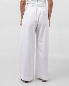 Calça Feminina Pantalona de Viscolinho com Faixa Branca