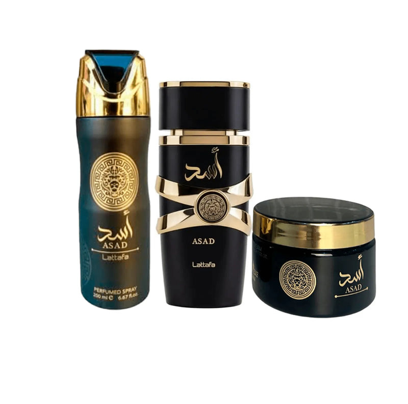 Conjunto Asad EDP 100ml + Pasta Asad 200g + Asad Body Spray 200ml
